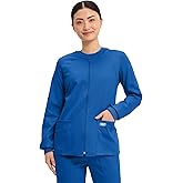 Cherokee Zip Front Scrub Jackets for Women, 3 Pockets, 2-Way Stretch, Soft, Breathable,Brushed Twill - 4315