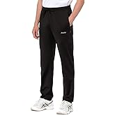 clothin Men's Yoga Pants with Zipper Pockets Elastic Waist Open Bottom Workout Sweatpants for Athletic Running Fitness
