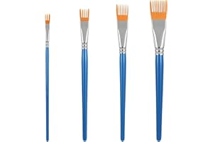 4Pcs Comb Artist Brushes Set, Acrylic Artist Paint Brush for Acrylic Paint, Rake Brushes for Painting with Birch Wood Handle,
