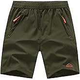 TBMPOY Men's Hiking Shorts Quick Dry Athletic Gym Workout Short with Zipper Pockets