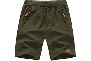 TBMPOY Men's Hiking Shorts Quick Dry Athletic Gym Workout Short with Zipper Pockets