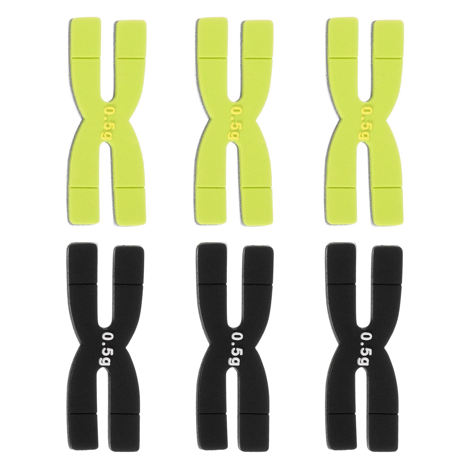 M METERXITY 6 Pack Racket Weight Balance Strips - Tennis Badminton Racquet Balance Strips Tape Bar Weighted Tapes, Apply to Racquet/Sports (0.5g, Black/Green)