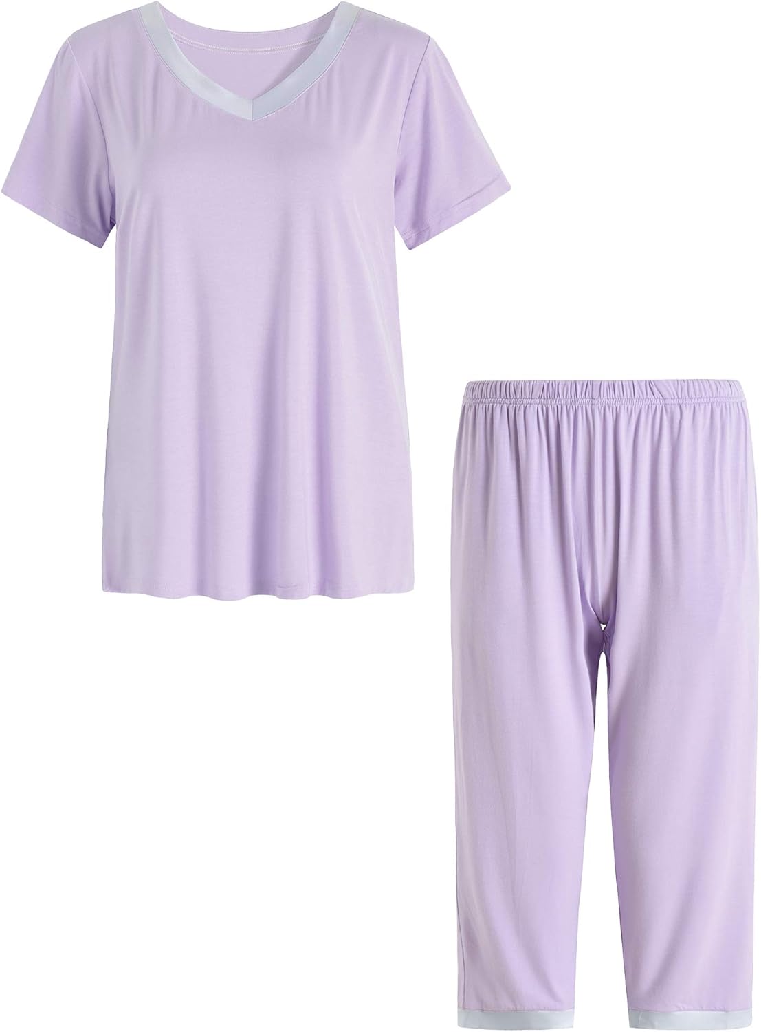 Esenchel Women's Plus Size Tops Capris Pajamas Set with