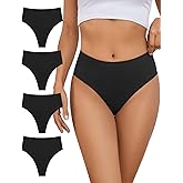 GREENBAA No Show High Rise Bikini Panties Women's Seamless Hi Cut Underwear Pack