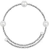 GEMTAL Real Freshwater Pearl Bangle Cuff Bracelet for Women,Adjustable Pearl/Hematite Open Cuff Bangle Bracelets,Beaded Bracelets Fashion Jewelry Handmade Bracelets Gifts