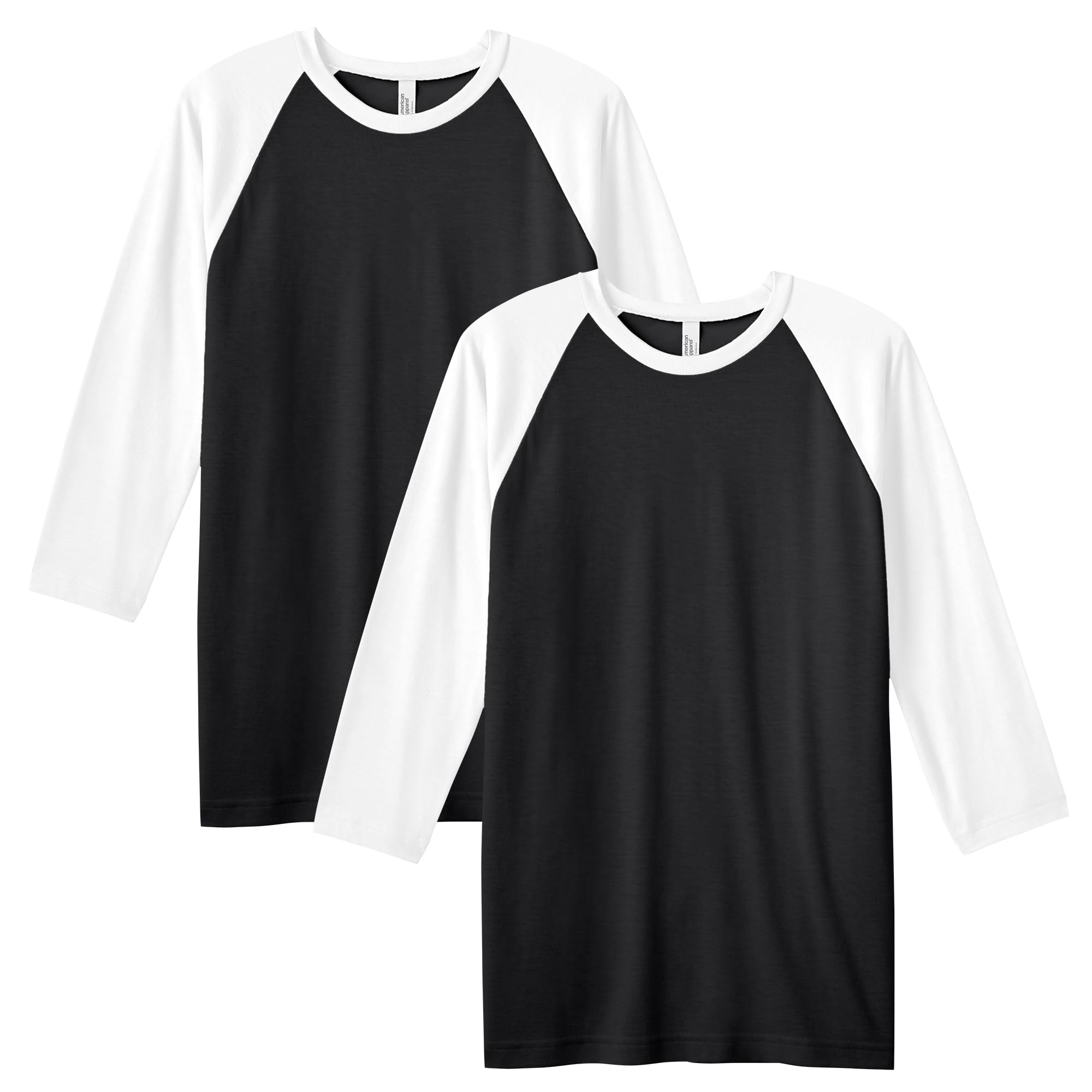 American Apparel CVC Raglan T-Shirt, Style G2003CVC, Black/White (2 ...