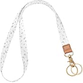 Knagsfa Badge Lanyard for Keys, Long Neck Strap with Metal Hook for ID Badges, Cute Flower Lanyard Keychain for Women