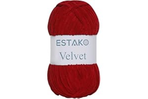 Estako Velvet Chenille Blanket amigurumi Yarn for Crocheting and Knitting Super Bulky 100 gr (132 yds) (1510 - Red)