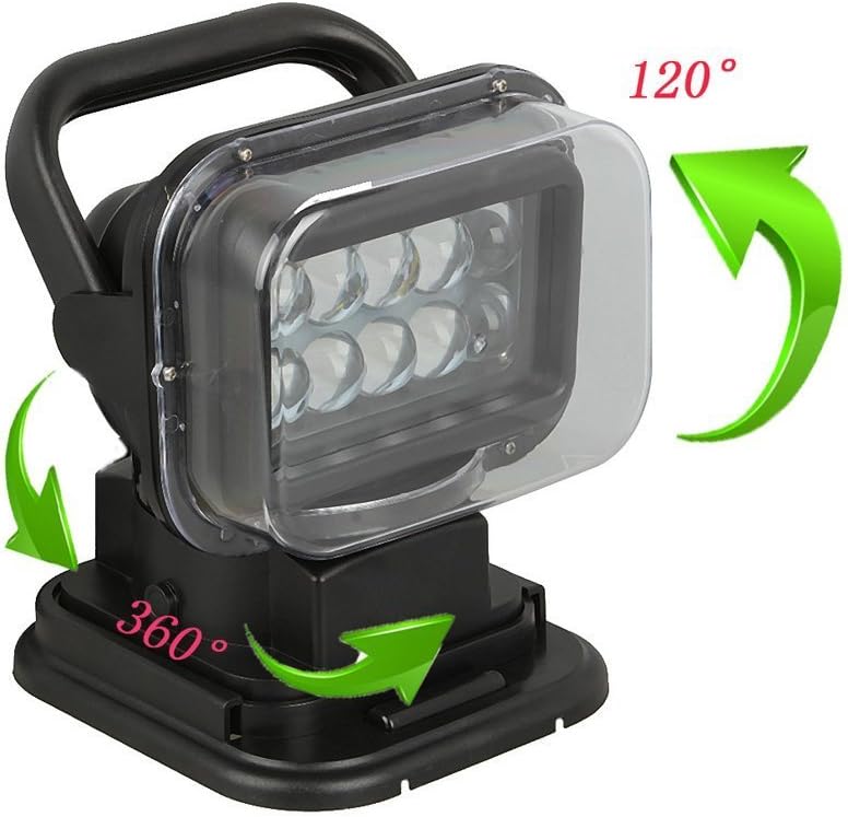 1pcs Black 12v 24v 50w 360 CREE LED Rotating Remote Control Search Work Light Spot for Hummer Jeep Off-Road Vehicles Trucks Car Boat SUV Home Security Emergency Search Lighting: Automotive