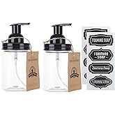Jarmazing Products Mason Jar Foaming Soap Dispenser - Black - with 16 Ounce Plastic Mason Jar - Two Pack!