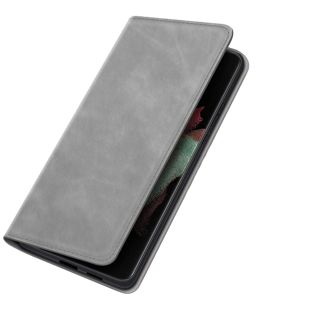 BRAND SET Phone Cover for Honor 90 5G Wallet Case Flip Cover PU Leather+TPU Material Protective Cover with Bracket Function [Card Slot/Invisible Magnetic Buckle]-Gray