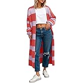 Saodimallsu Womens Striped Long Cardigan Sweaters Open Front Oversized Chunky Fuzzy Knit Fall Duster Sweater Coats