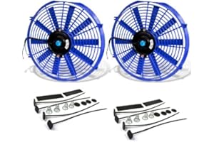 DNA Motoring RAF-14-BL+FMK-X2 2Pcs 14" Inch Electric Radiator Cooling Fan kit (Blue)