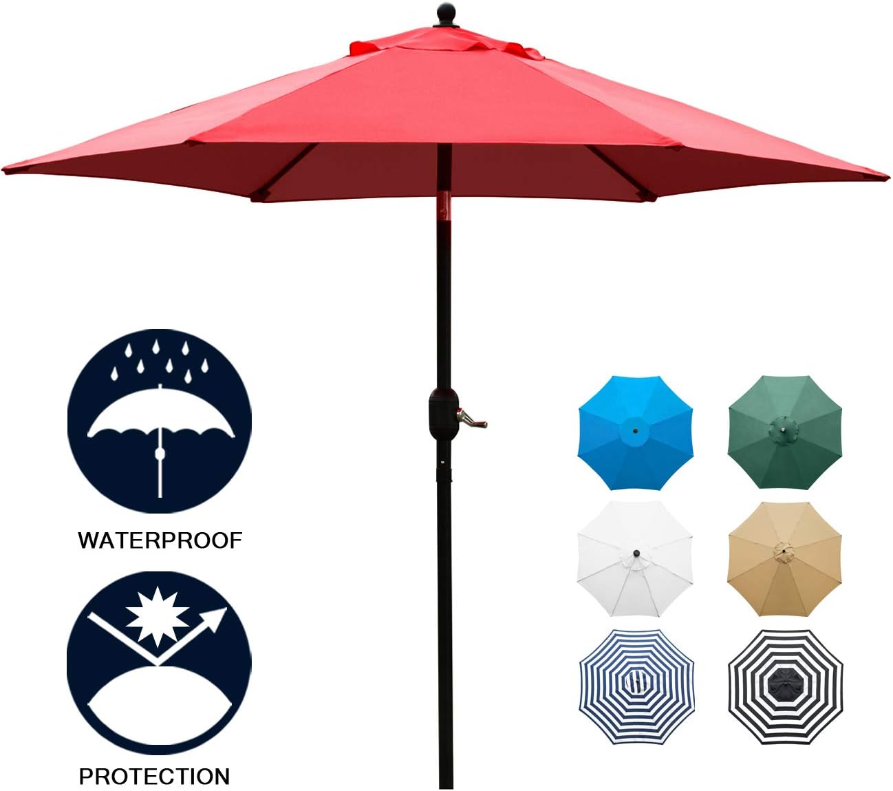 Market Umbrella Aluminum Patio 7 5 Foot Ft Style Pool Beach Large Wind Resistant