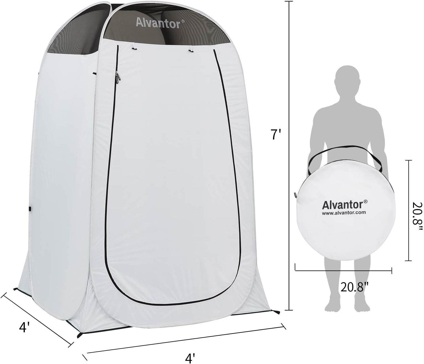 Alvantor Shower Tent Changing Room Outdoor Toilet Privacy Pop Up Camping Dressing Portable Shelter Teflon Coating Fabric 4’x4’x7' Patent: Sports & Outdoors
