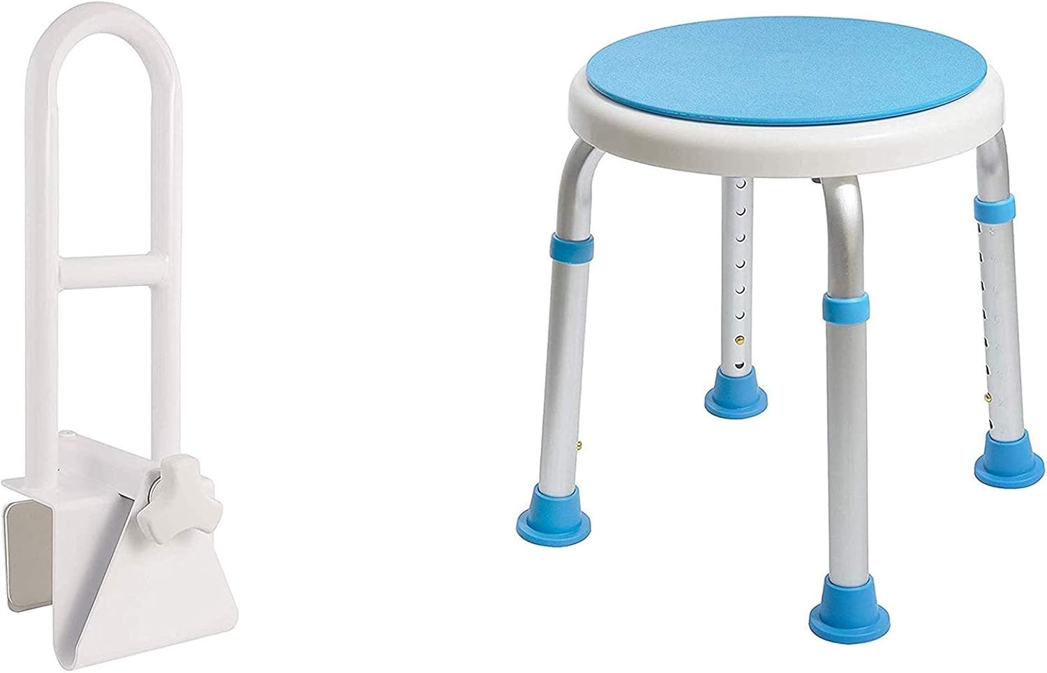 Vaunn Medical Bathtub Safety Rail Grab Bar and Rotating Shower Tub Stool Bundle: Health & Personal Care