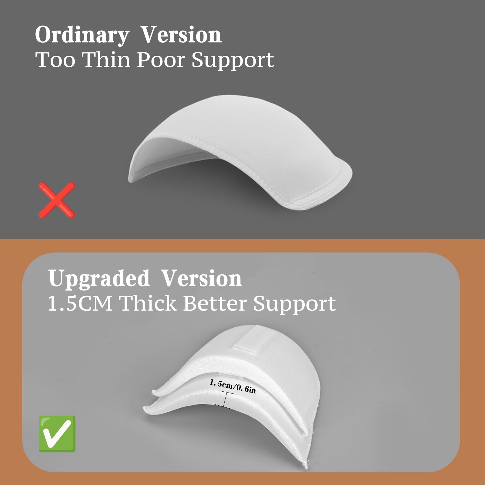 2 Pairs Set-in Shoulder Pads Thickness 1.5cm Breathable Sponge Pads Shoulder Enhancer Sewing Supplies for Women Men Sloping High Low Shoulders Blazer Suit T-Shirt (Black+White)