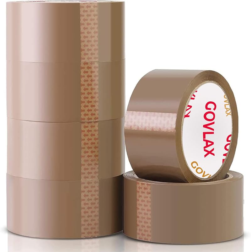 GOVLAX GROUP Brown Packing Tape 6 Rolls 48mm x 66m Heavy Duty Low Noise