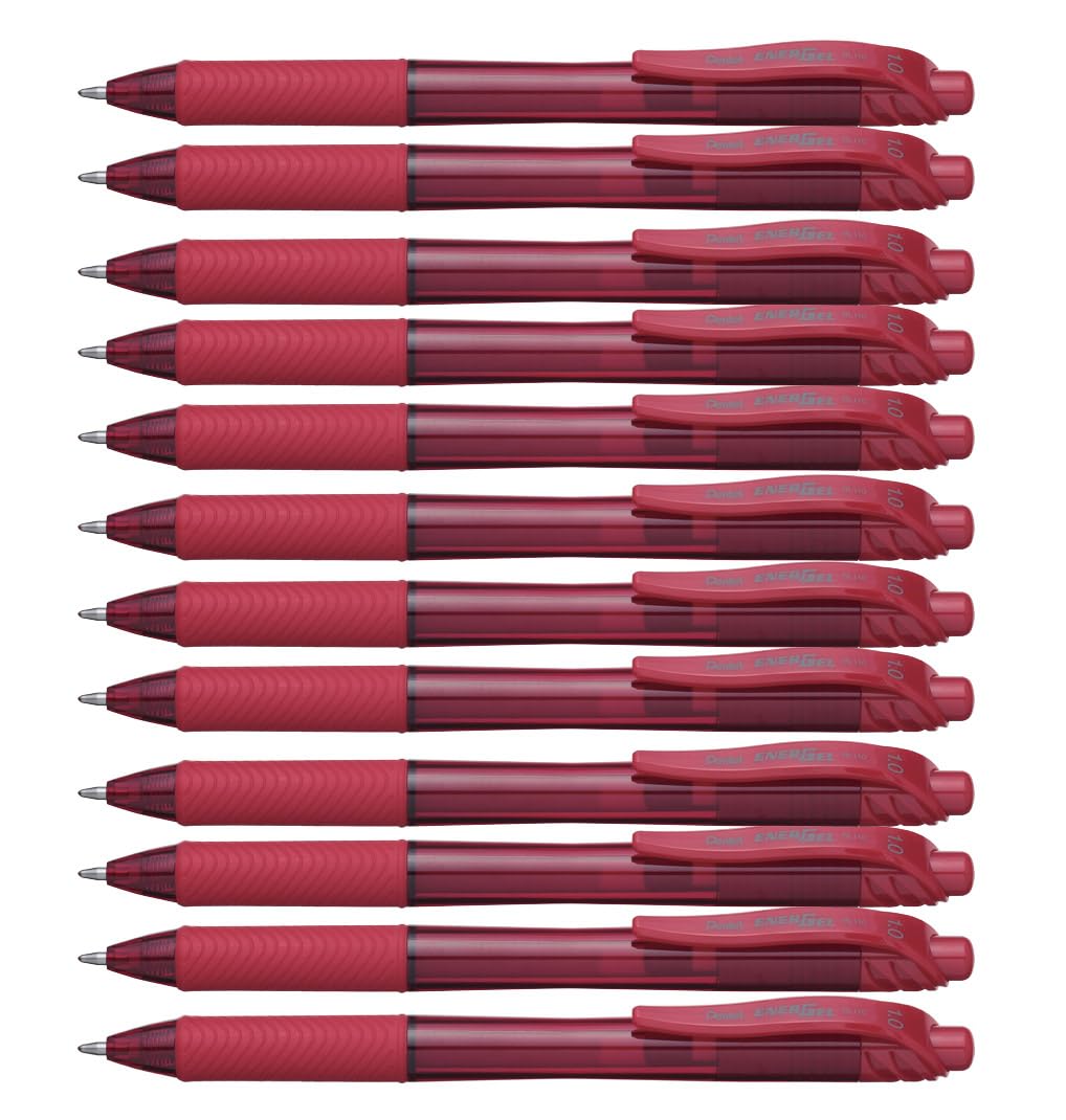 Pentel BL110-BX 1.0 mm Energel Retractable Gel Rollerball Pen - Red (Pack of 12)