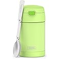THERMOS FUNTAINER 16 Ounce Stainless Steel Vacuum Insulated Food Jar with Folding Spoon, Neon Lime