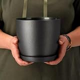 B2C Flower Pots 30 cm Black Matt with Saucer Planter 8 Sizes 7 Colors view 2