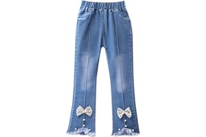 Toddler Pant Romper for Baby Girls Kids Toddlers Girls Casual Jeans Elastic Waist Denim Wide Leg Pants Toddler Trousers