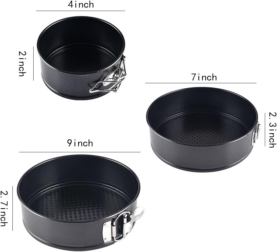 Springform Cake Pan 3 Pieces/Set, Alotpower 4 Inch 7 Inch 9 Inch Non-Stick Leakproof Round Cake Pan with Removable Bottom Cake Pan: Kitchen & Dining