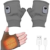 Portable Heating Fingerless Gloves with Digital Display, Rechargeable Heated Thermostatic Gloves for Outdoor, Cycling