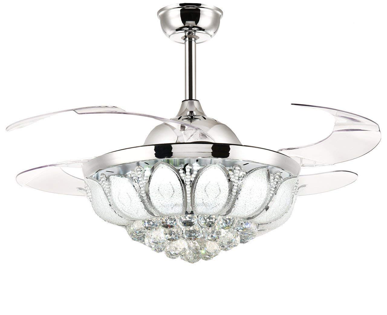 Silver Ceiling Fan With Crystals Not the usual tulip glass, a crystal