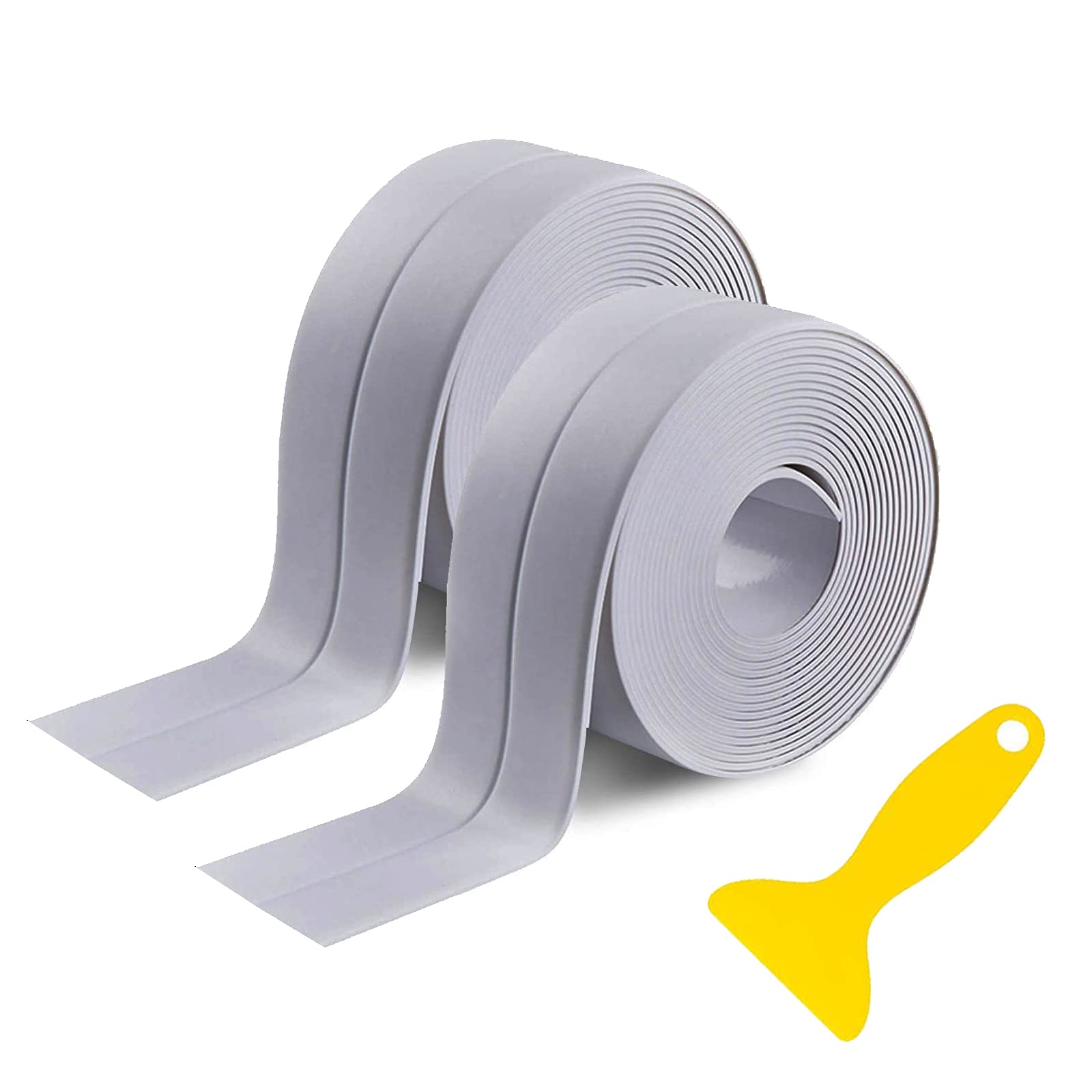 Sealant Tape, Waterproof Selfadhesive Caulking Tape with Sealing Tool, White Bathtub Sealing Strip for Bathroom, Kitchen,Bathtub and Corner Edge (CY0894-WHT-2P) (2 rolls of grey)