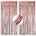 Unves Fringe Curtains, Metallic Foil Curtain Fringe 2 Pcs 3.2x9.8 ft Rose Gold Photo Booth Backdrop Tinsel Curtains for Birthday Wedding Party Decoration