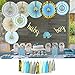 YARA Premium Boy Baby Shower Decorations For Boy|Its a Boy Baby Shower Party Supplies|Elephant Baby Shower Decorations Set|Blue And Gold Paper Fans|Baby Shower Boy|Baby Shower Decor Kit|Rustic