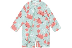 ALVABABY Baby Boy Girl Swimsuit UPF 50+ Sun Protection One Piece Swimwear Infant Toddler Bathing Suit Long Sleeved Full Zip
