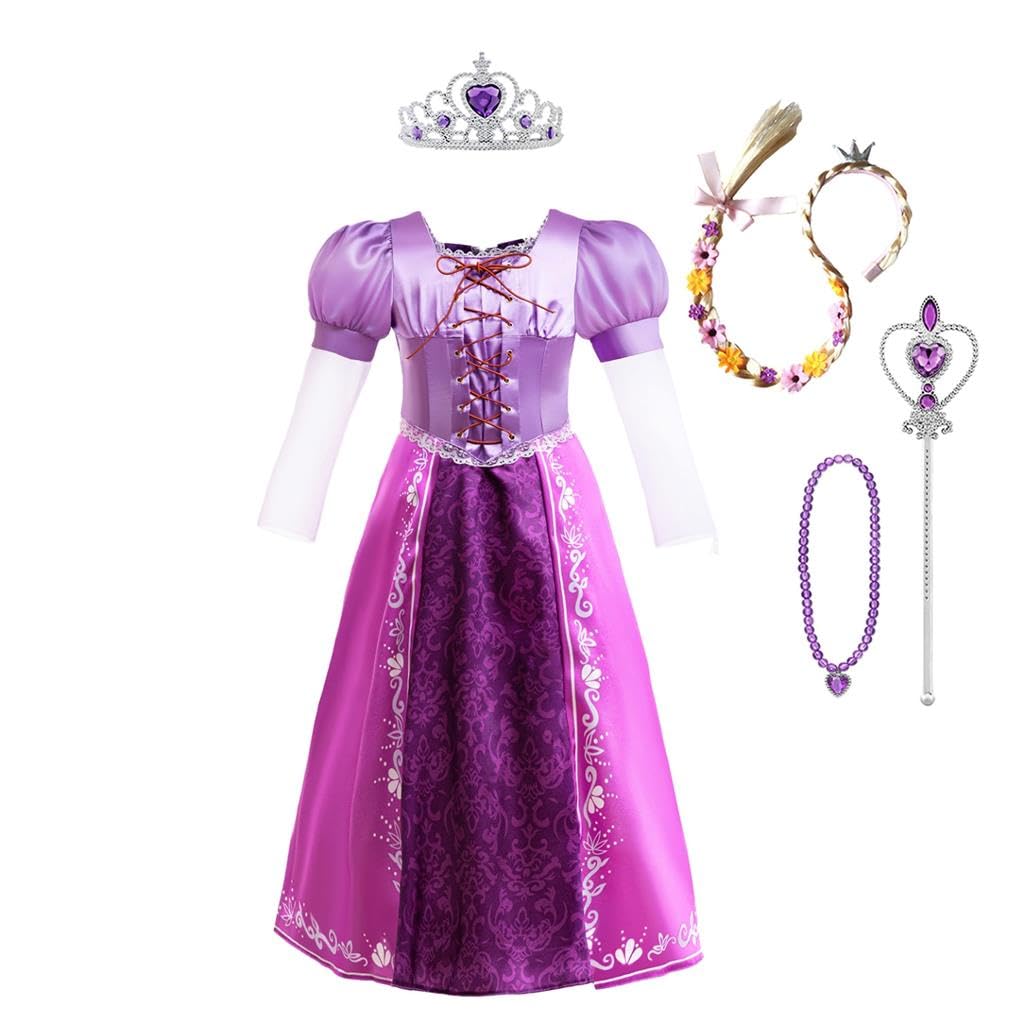 Lito Angels Princess Rapunzel Fancy Dress Up Costume Birthday Party Purple Gown with Accessories for Kids Girls Age 15-16 Years — image 1