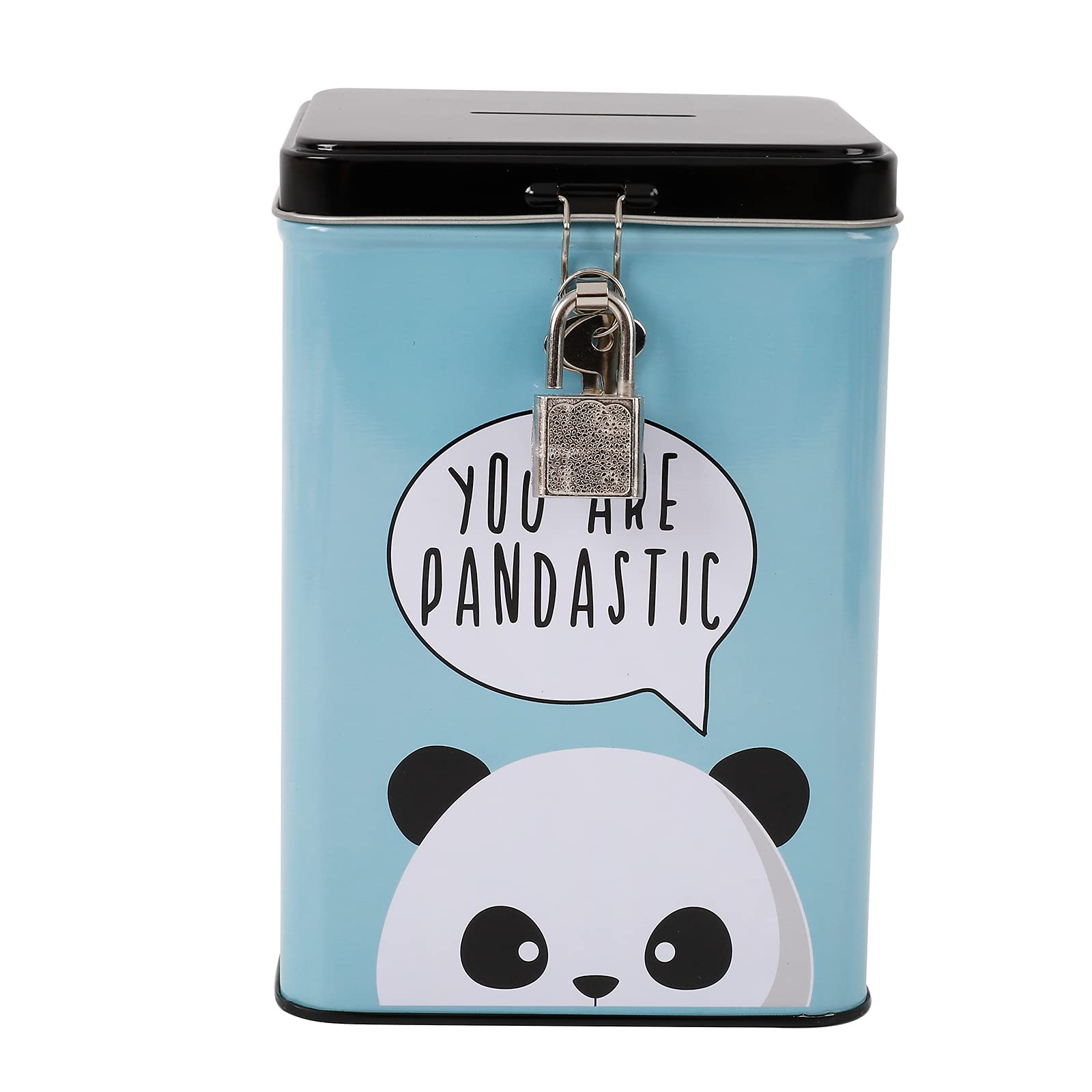 I-TOTAL® - Fun MONEY BANK with padlock and keys/Metal Money Bank with closure (PANDA) — image 1