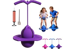 Balance Jumping Ball for Kids, Non-Slip Pogo Jumper with Handle and Pump, Inflatable Bounce for Indoor Outdoor Play, Balance 