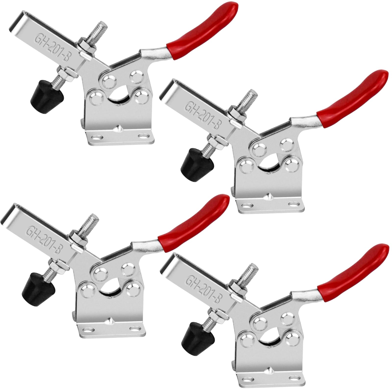 4 Pack Hand Tool Toggle Clamp 201B 198lbs Antislip Red Horizontal Clamp Quick Release Tool(GH201-B Toggle Clamp)