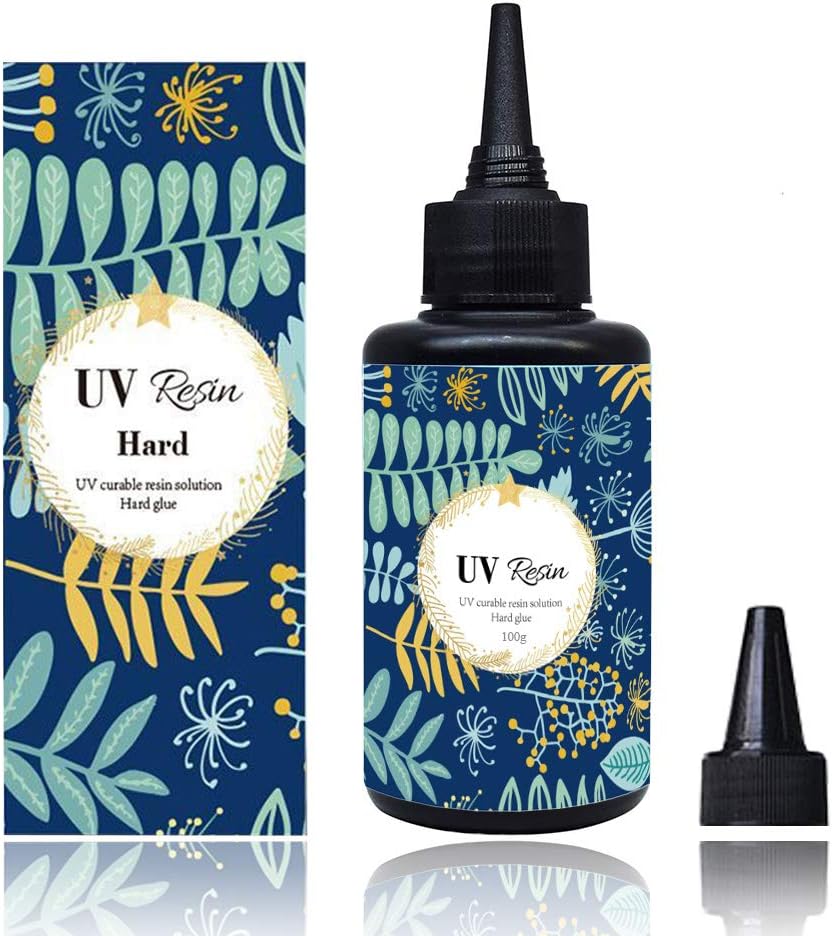 UV Resin, 100g Crystal Clear Ultraviolet UV Curing Resin, Hard Transparent Solar Cure Sunlight Activated Epoxy UV Resin for Resin Casting and Coating, DIY Making