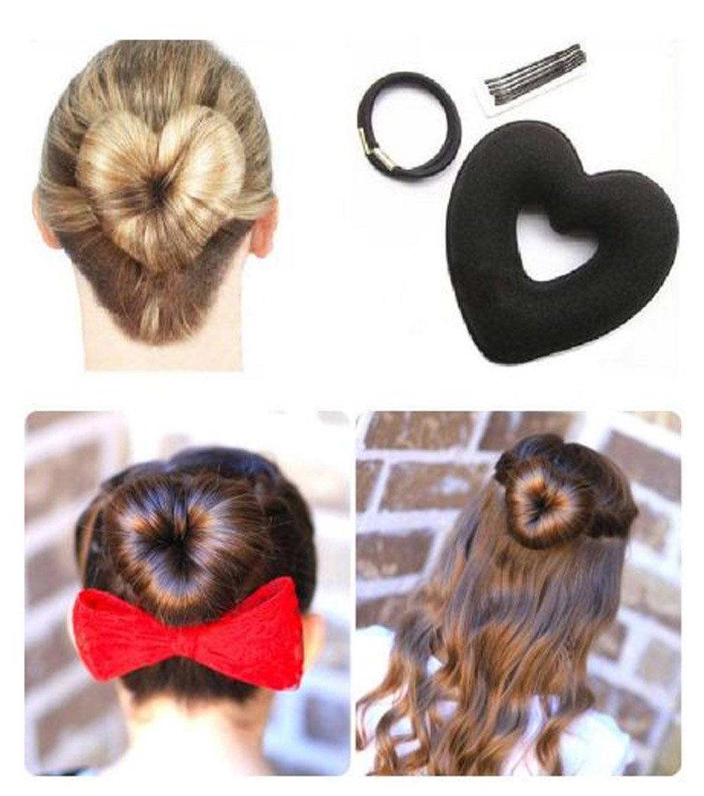 Ihome Fusion Hair Donut Heart Shape Hair Donut Hair Bun Maker