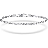 S925 Sterling Silver 6mm Cuban Link Chain Bracelets for Men,2.5mm Rope Chain Mens Bracelet Set for Men's&woman,Trendy hip-hop stacking Chain Gift Boyfriend/Girlfriend,Non Tarnish Hypoallergenic