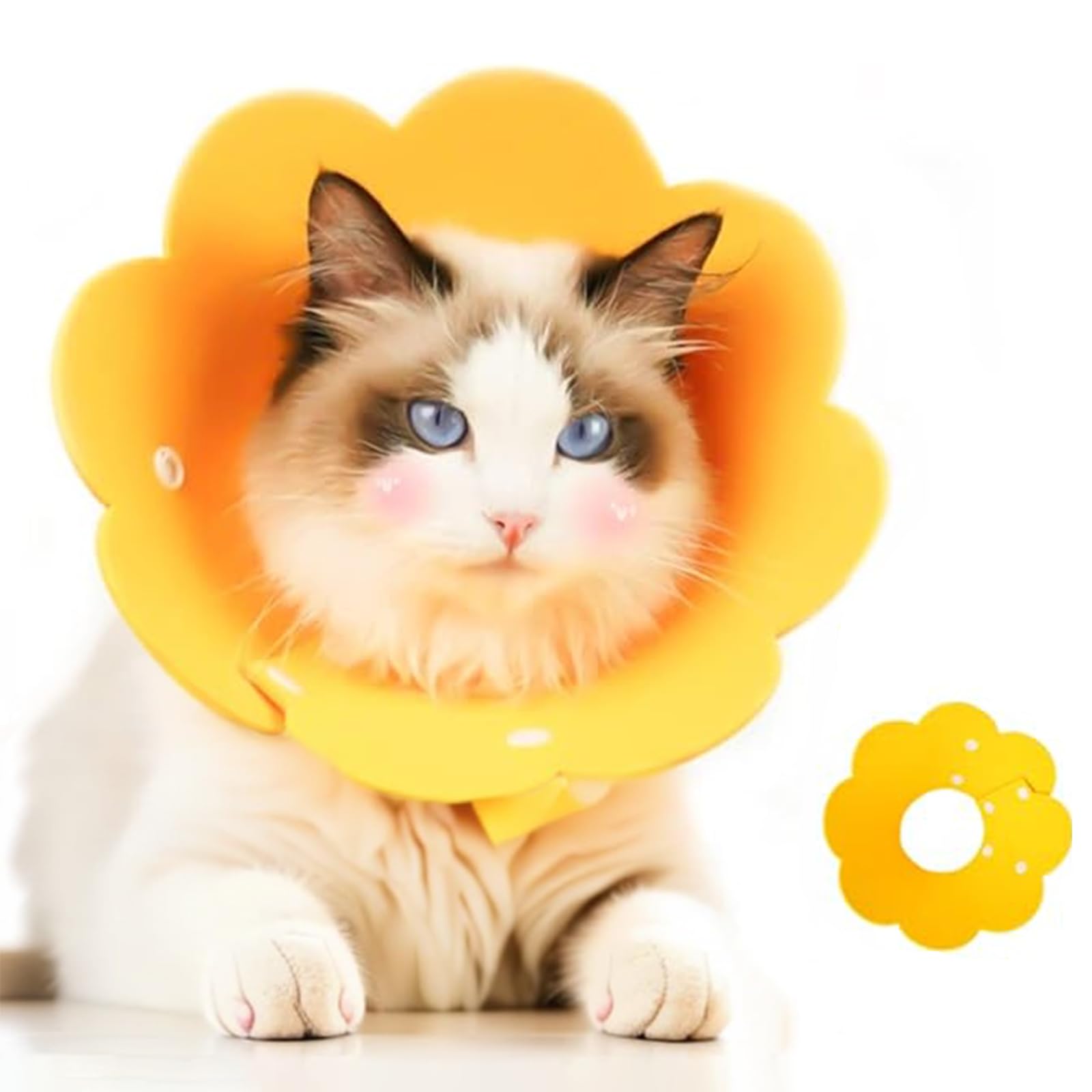 renyigou Pet collar Cat rehabilitation soft collar used to prevent cats from biting and licking injured or surgical sites Rehabilitation collar (Sunflower, Yellow 1pcs)