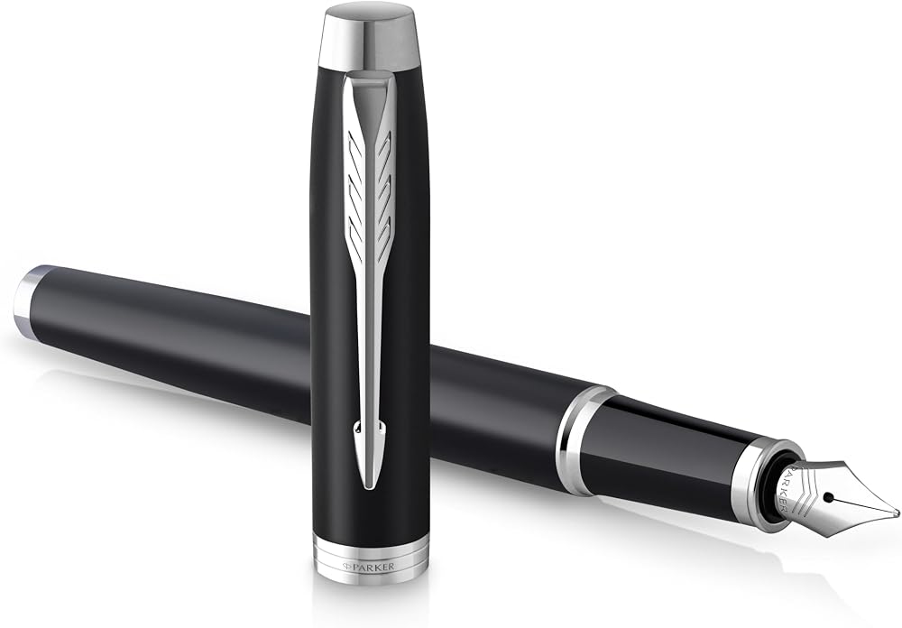 Parker IM Fountain Pen Matte Black Chrome Trim Medium Point