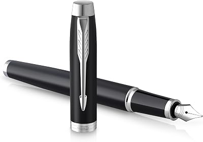 Parker IM Fountain Pen Matte Black Chrome Trim Medium Point