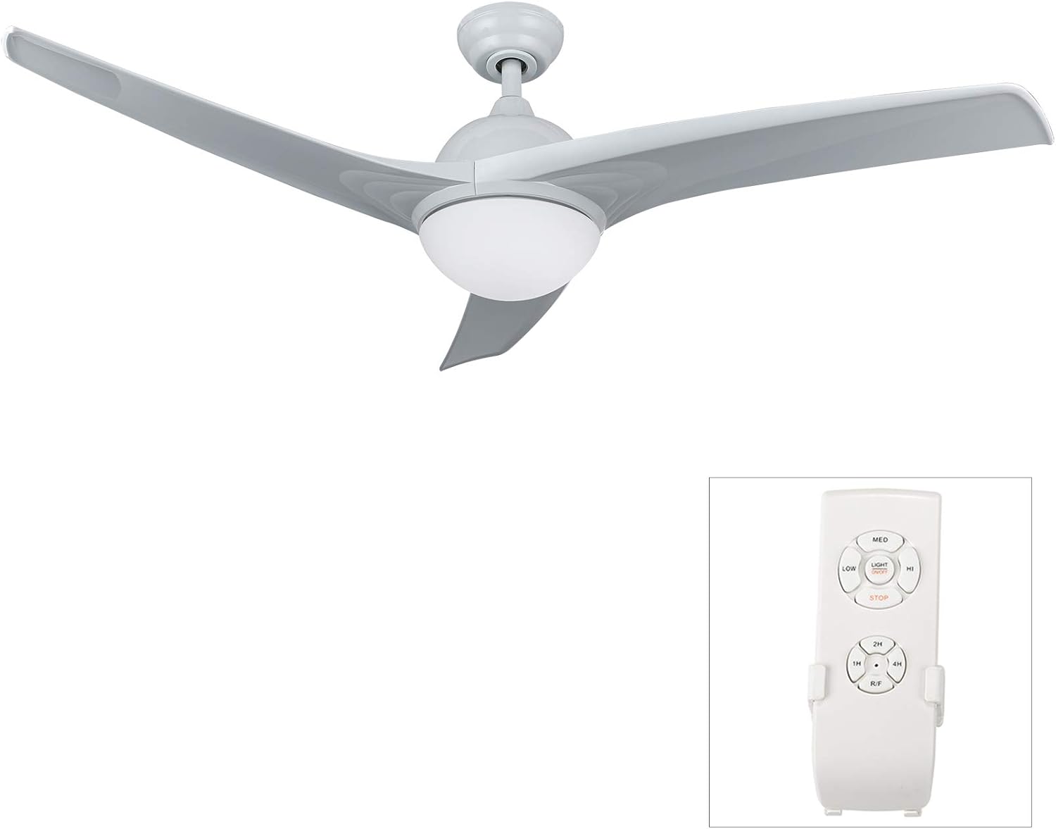 Co Z Ceiling Fan Led Light 52 Inch White Finish With Three White Color Reversible Blades Remote Included
