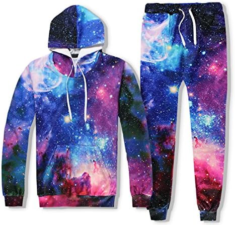 Men's Emoji Joggers Sweatpants/Shirts Galaxy Blue Sportswear Gym Sport