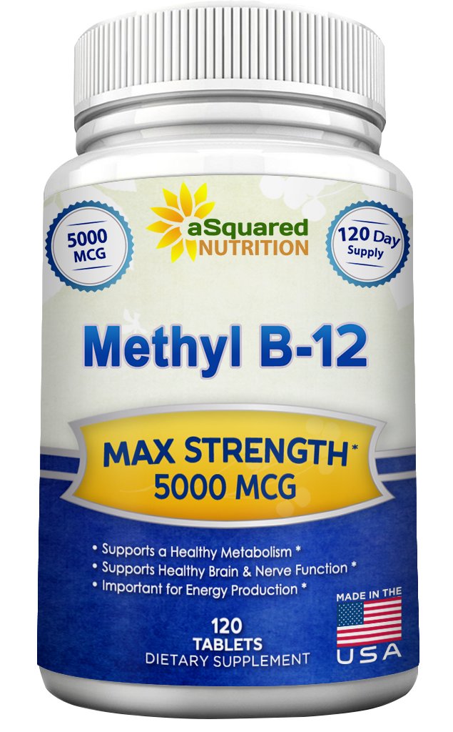 Vitamin B12 Methylcobalamin Methyl B12 5000 MCG 120 Ct aSquared