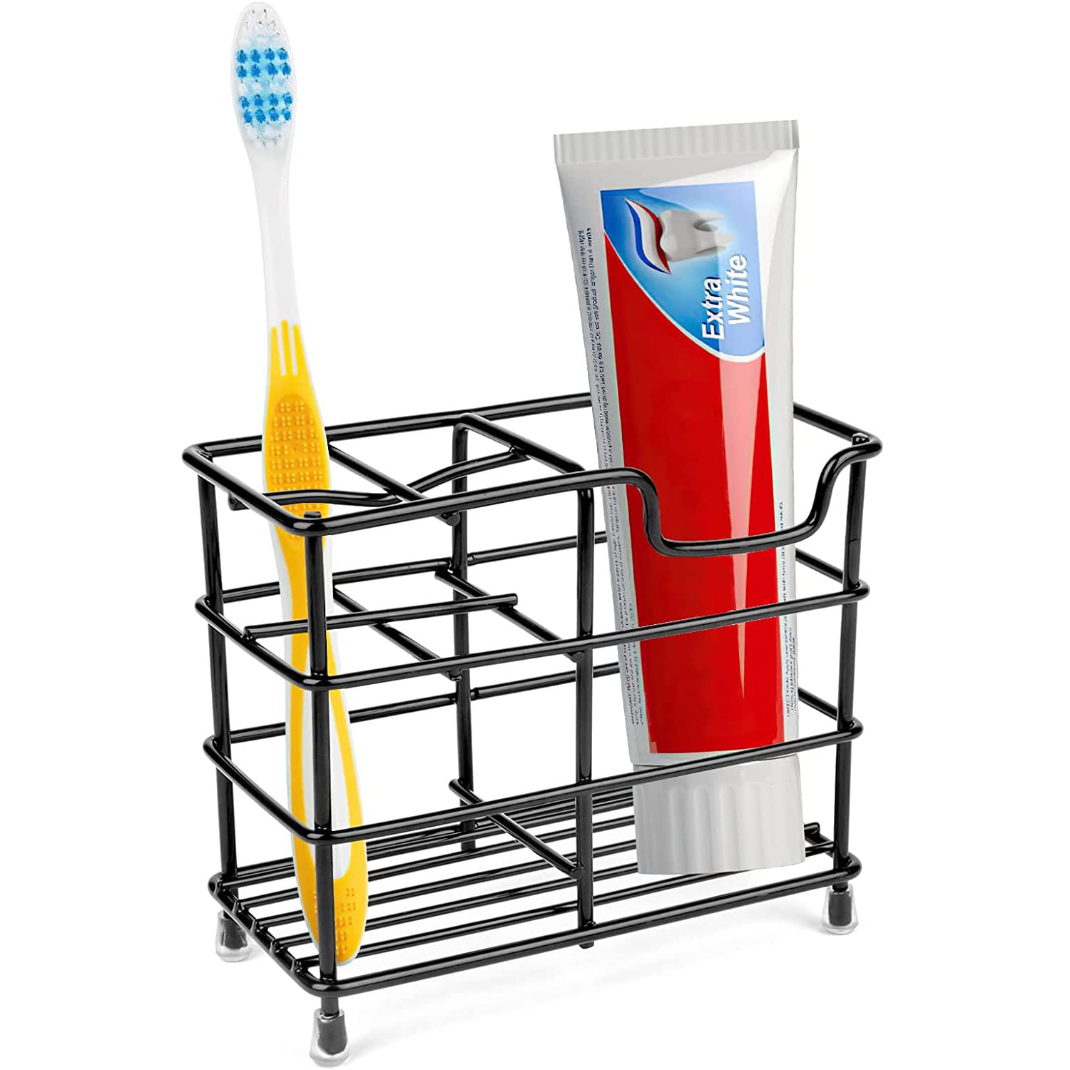 Toothbrush Holders for Bathroom, Stainless Steel Electric Toothbrush Holder with Drain Holes, Toothbrush Toothpaste Razor Holder for Shower, Bathroom Accessories, Black