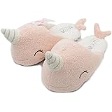 Millffy Adorable narwhal Super Soft Plush Slippers Warm Winter Indoor Bedroom Animal Slipper