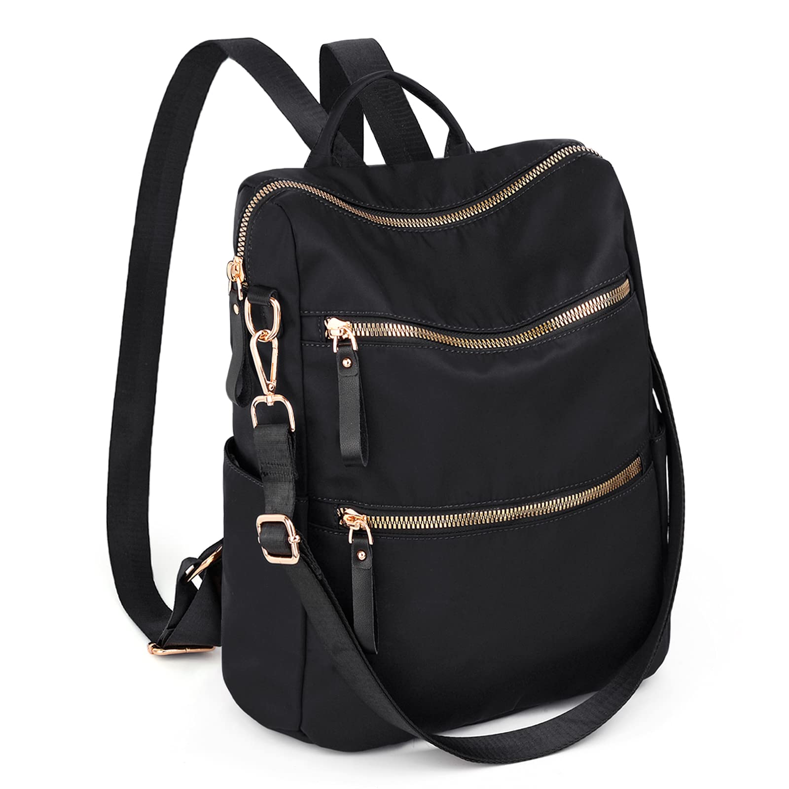 Nylon Backpack for Women Men Unisex Travel Rucksack Lightweigh Waterproof Nylon by UTO Black