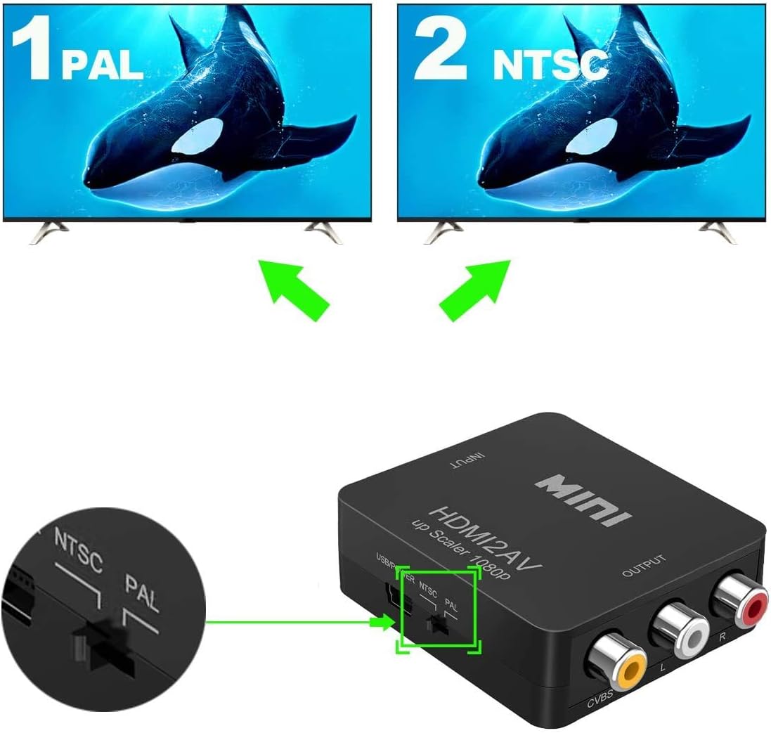 RCA to HDMI Converter, AV to HDMI cable, 3 RCA CVBS Composite to 1080P HDMI AV Adapter Supporting PAL NTSC for PC, Laptop, TV, STB, VHS, VCR Camera, DVD Etc: Home Audio & Theater